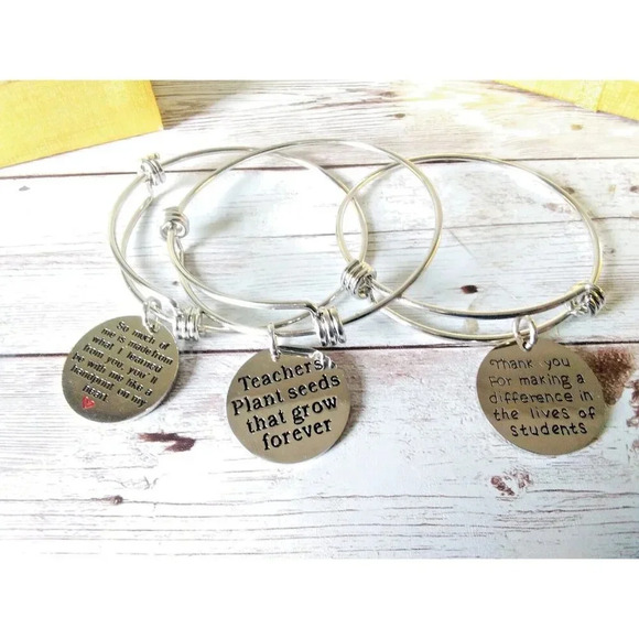 NIB Teacher Appreciation Charm Bracelet Set of 3 - Picture 1 of 5